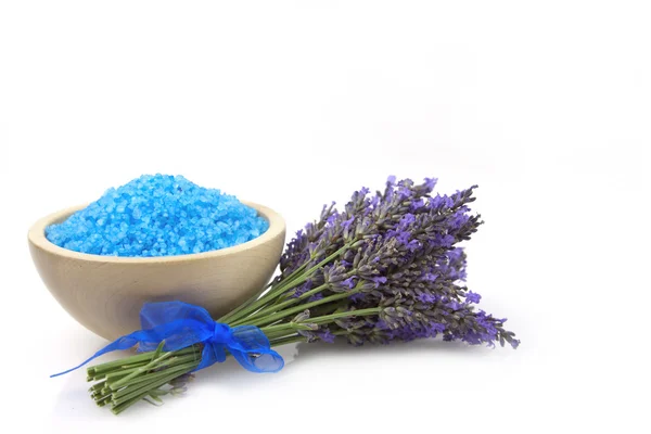 Spa salt and lavender — Stock Photo, Image