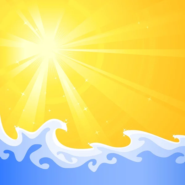 Soleil d'été chaud et vagues d'eau fraîche et relaxante — Image vectorielle