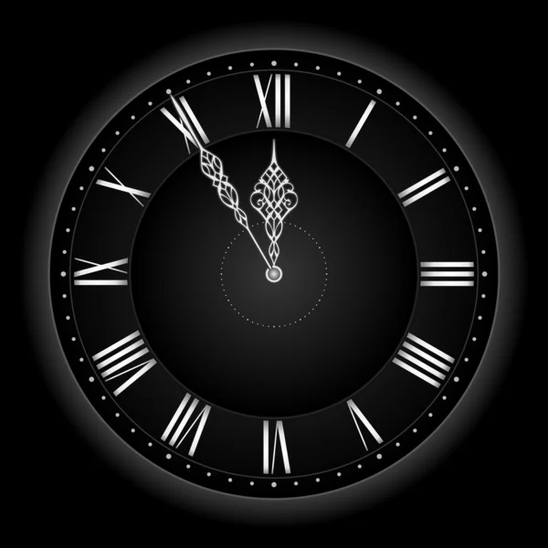 Reloj vector de plata negro con estilo . — Vector de stock