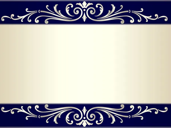Vintage scroll background in silver beige and blue — Stock Vector