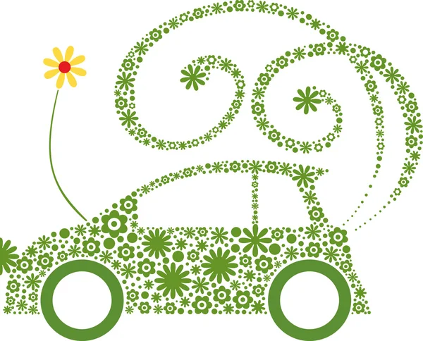 Koncepce vozu ekologické přátelské květina — Stockový vektor