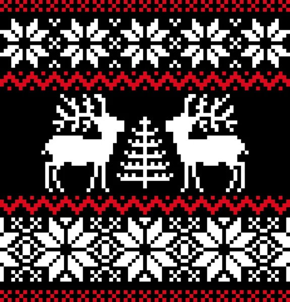Boże Narodzenie nordic wzór na czarnej — Wektor stockowy