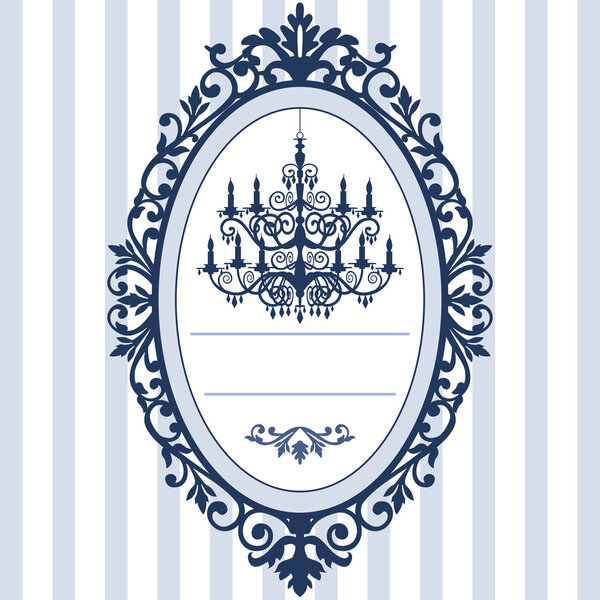 Wedding card with vintage chandelier