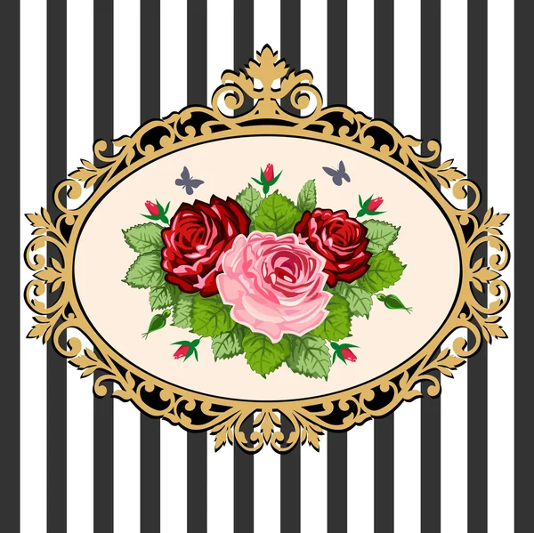 Cadre de bouquet de roses vintage — Image vectorielle
