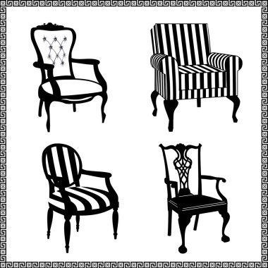 Set of antique chairs silhouettes clipart