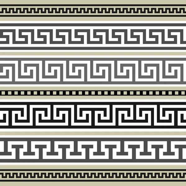 ギリシャの幾何学的境界線のセット — ストックベクタ