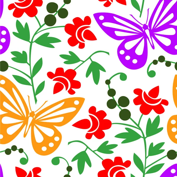 一時的な刺青の花 4barevné motýly vzor — Stockový vektor