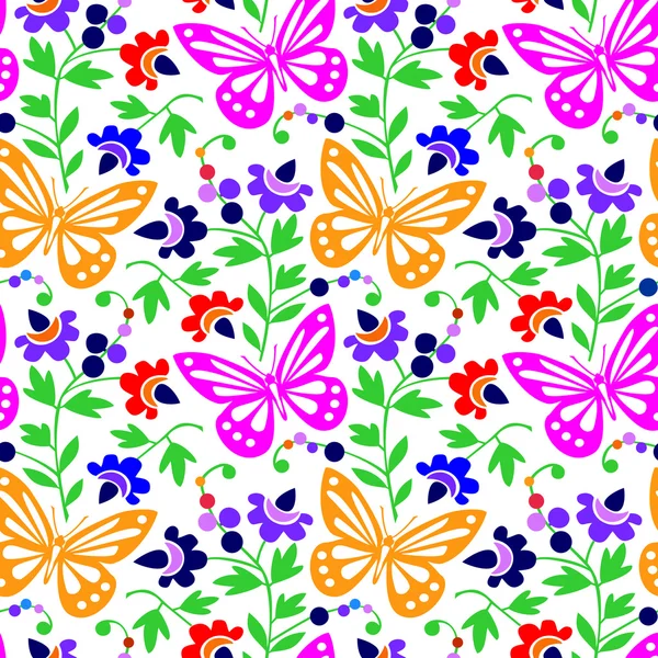 一時的な刺青の花 4barevné motýly vzor — Stockový vektor