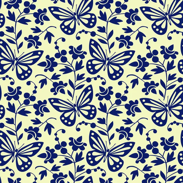 Vektor-Schmetterlinge nahtloses Muster — Stockvektor