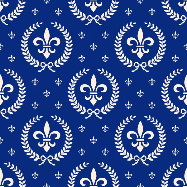 Blauwe Koninklijke naadloze textiel patroon — Stockvector