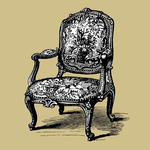 アンティークのバロック式の肘掛け椅子 — ストックベクタ