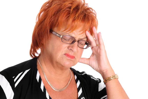 Zralá žena s bolestí hlavy — Stock fotografie