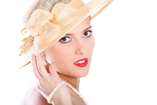 Güzel Bayan şapka — Stok fotoğraf