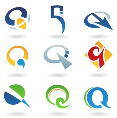 Abstract icons for letter Q clipart