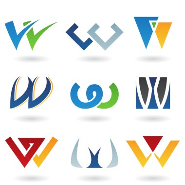 Abstract icons for letter W clipart