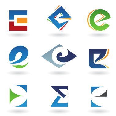 Abstract icons for letter E clipart