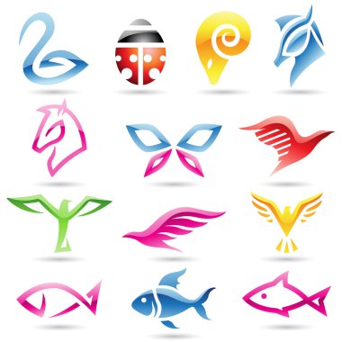 Colorful abstract animal icons clipart