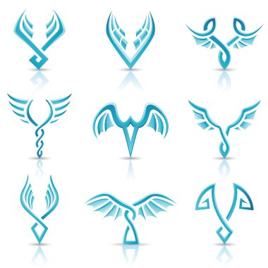 Blue glossy abstract wings clipart