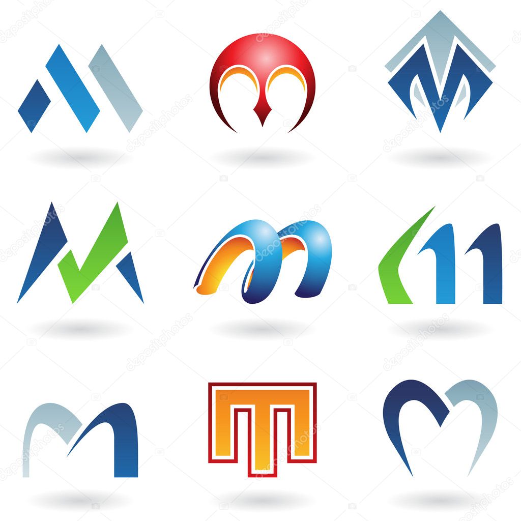 Vector illustration of abstract icons based on the letter M