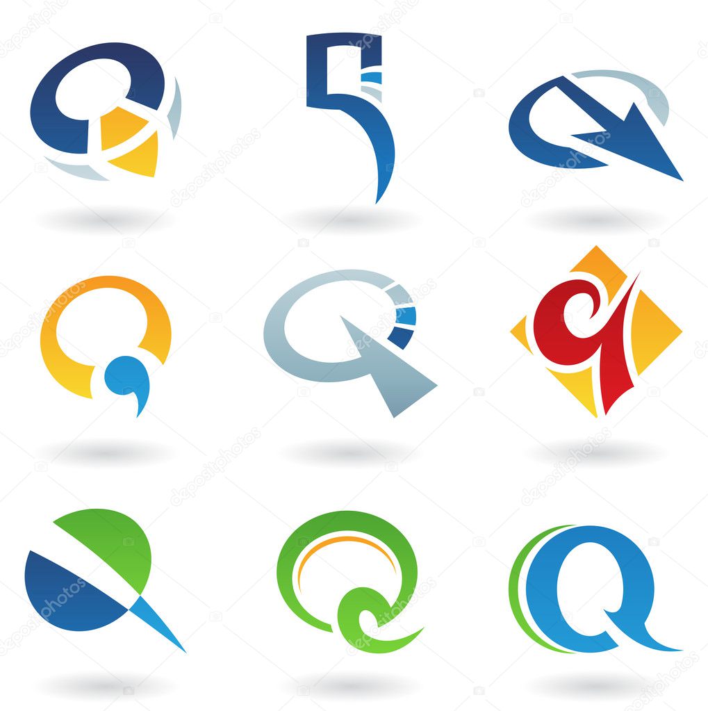 Abstract icons for letter Q