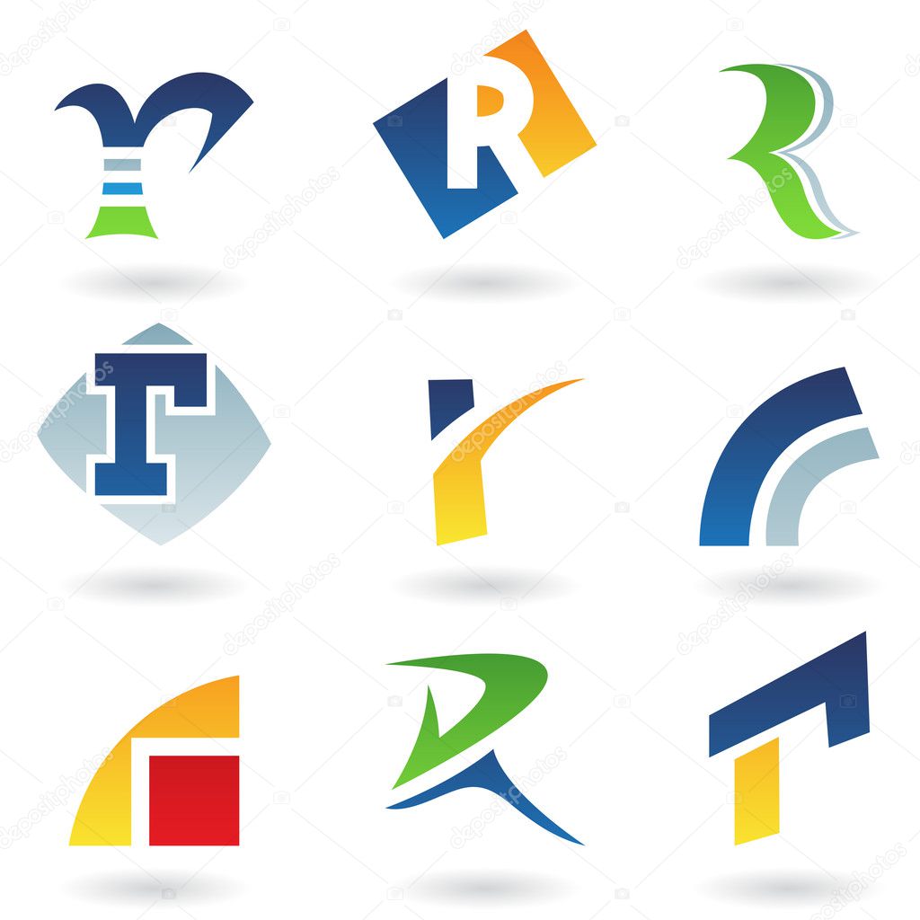 Vector illustration of abstract icons based on the letter R