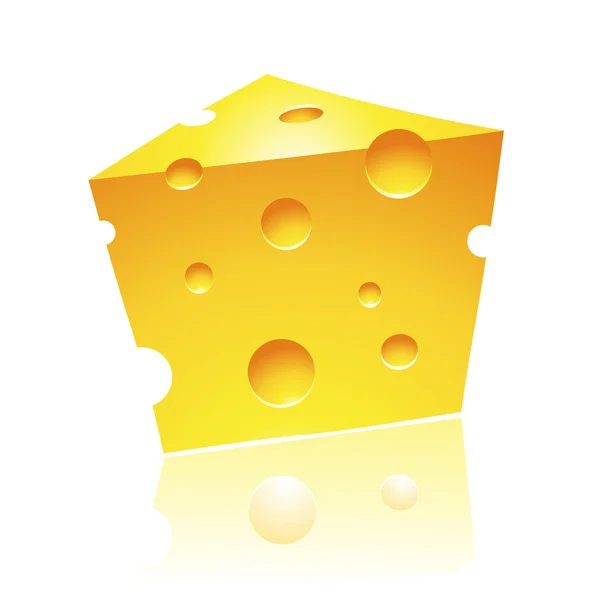 Yansıması ile kaşar peyniri — Stok Vektör