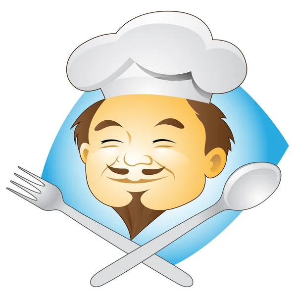 Smiling Chef with Cutlery — Stock Vector