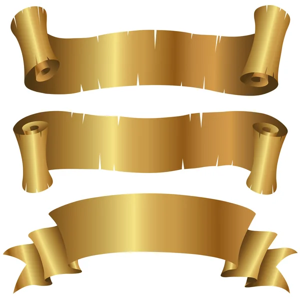 Набор кудрявых золотых баннеров — стоковый вектор