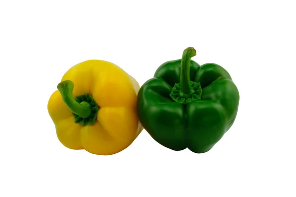 Paprika (Capsicum annuum) - green and yellow bell pepper — Stock Photo, Image