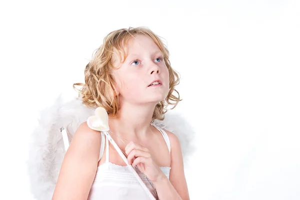 Aranyos tizenéves lány, mint angyal — Stock Fotó