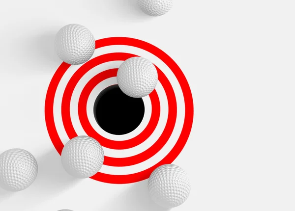 Golf balls and hole — Stock Photo, Image