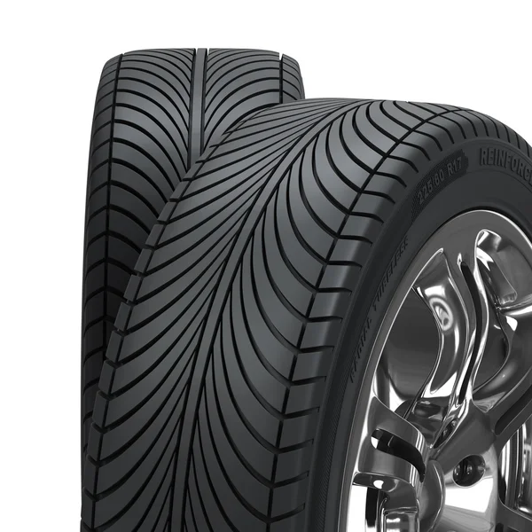 Roda cromada com pneus — Fotografia de Stock