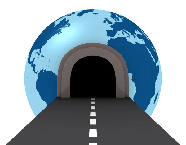 Túnel atravessando o mundo — Fotografia de Stock