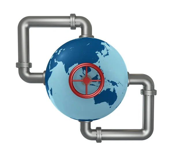 Globe with pipes — Stock Photo, Image