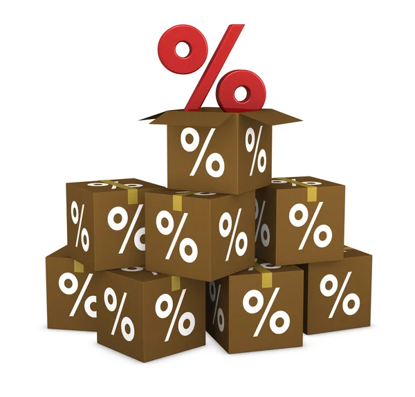 Percent cardboard boxes — Stock Photo, Image