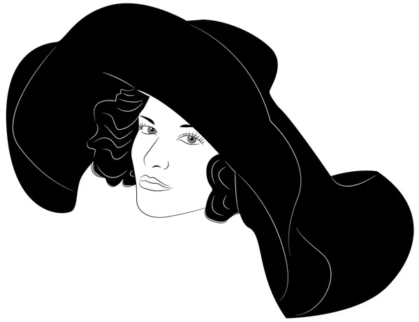 Vrouw in grote modieuze hoed — Stockvector