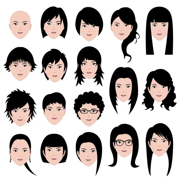 Kvinna kvinnliga ansikte hår frisyr — Stock vektor