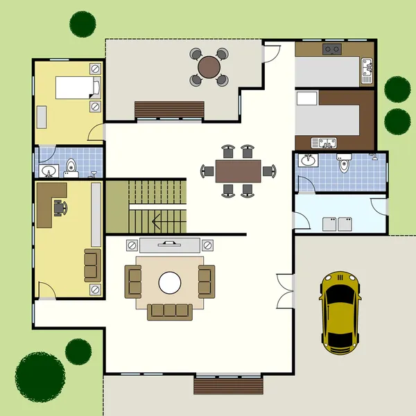Floorplan Arquitetura Plano Casa — Vetor de Stock
