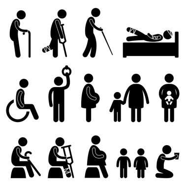 in Need of Priority Old Pregnant Disable Baby clipart