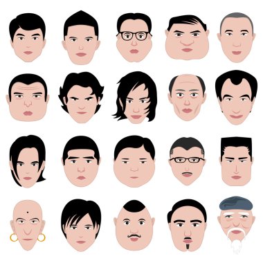 Man face shape hairstyle round fat thin old clipart