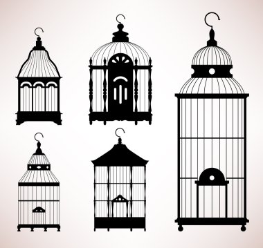 Bird Cage birdcage vintage retro silhouette clipart