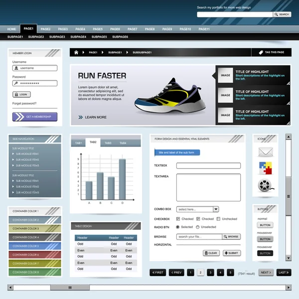 Web design website element vorlage button — Stockvektor