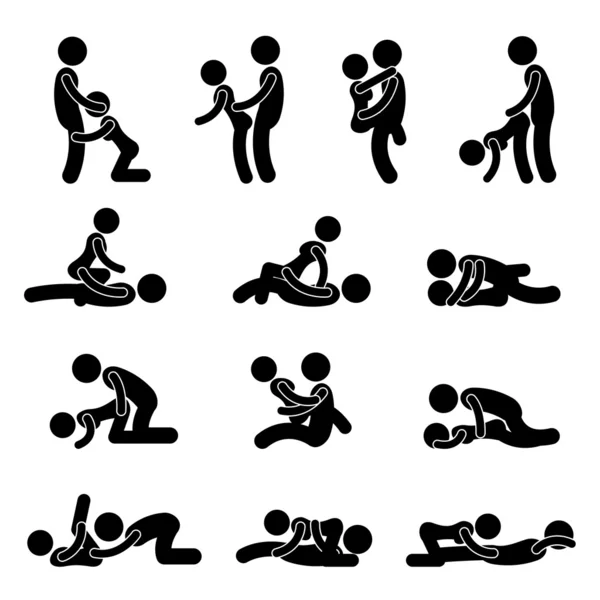 Sexe faisant l'amour position sexuelle icône signe symbole — Image vectorielle