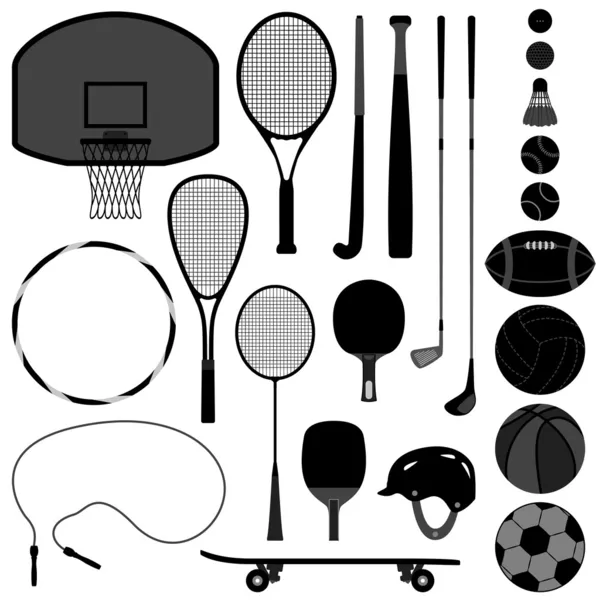 Sport narzędzie Koszykówka tenis baseball siatkówka piłeczki — Wektor stockowy