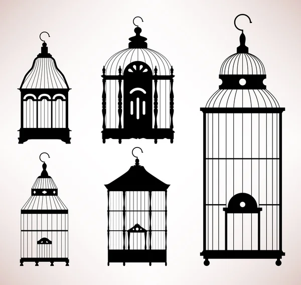 Bird Cage birdcage vintage retro silhouette — Stock Vector