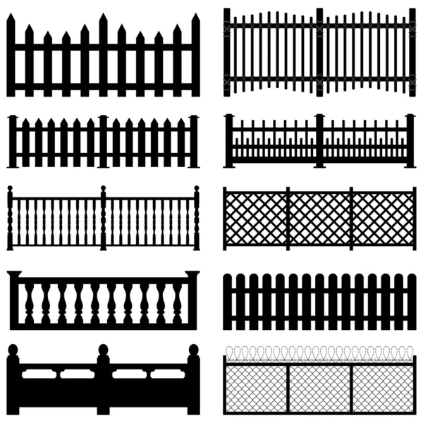 Fence Picket Wooden Wired Brick Garden Park Yard — Stock Vector