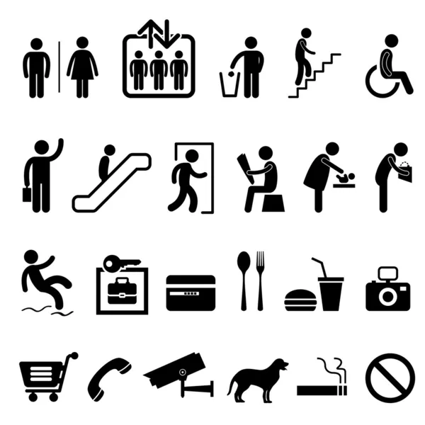 Symbole d'icône de bâtiment de centre commercial de signe public Vecteurs De Stock Libres De Droits