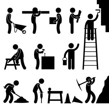 Working Construction Hard Labor Pictogram Icon Symbol Sign