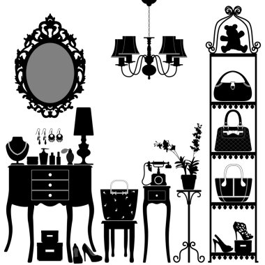 Woman Cosmetic Accessories Room Furniture clipart