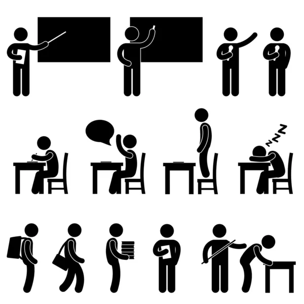 Skola lärare student klass klassrum symbol — Stock vektor